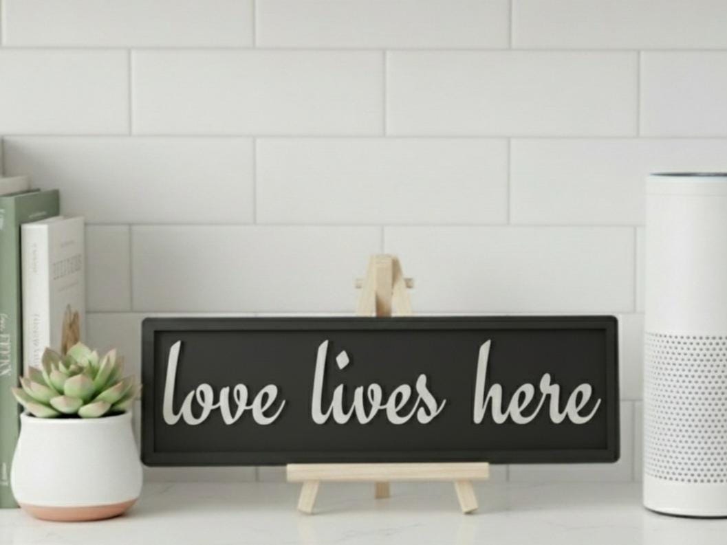 Love Lives Here Wooden Sign