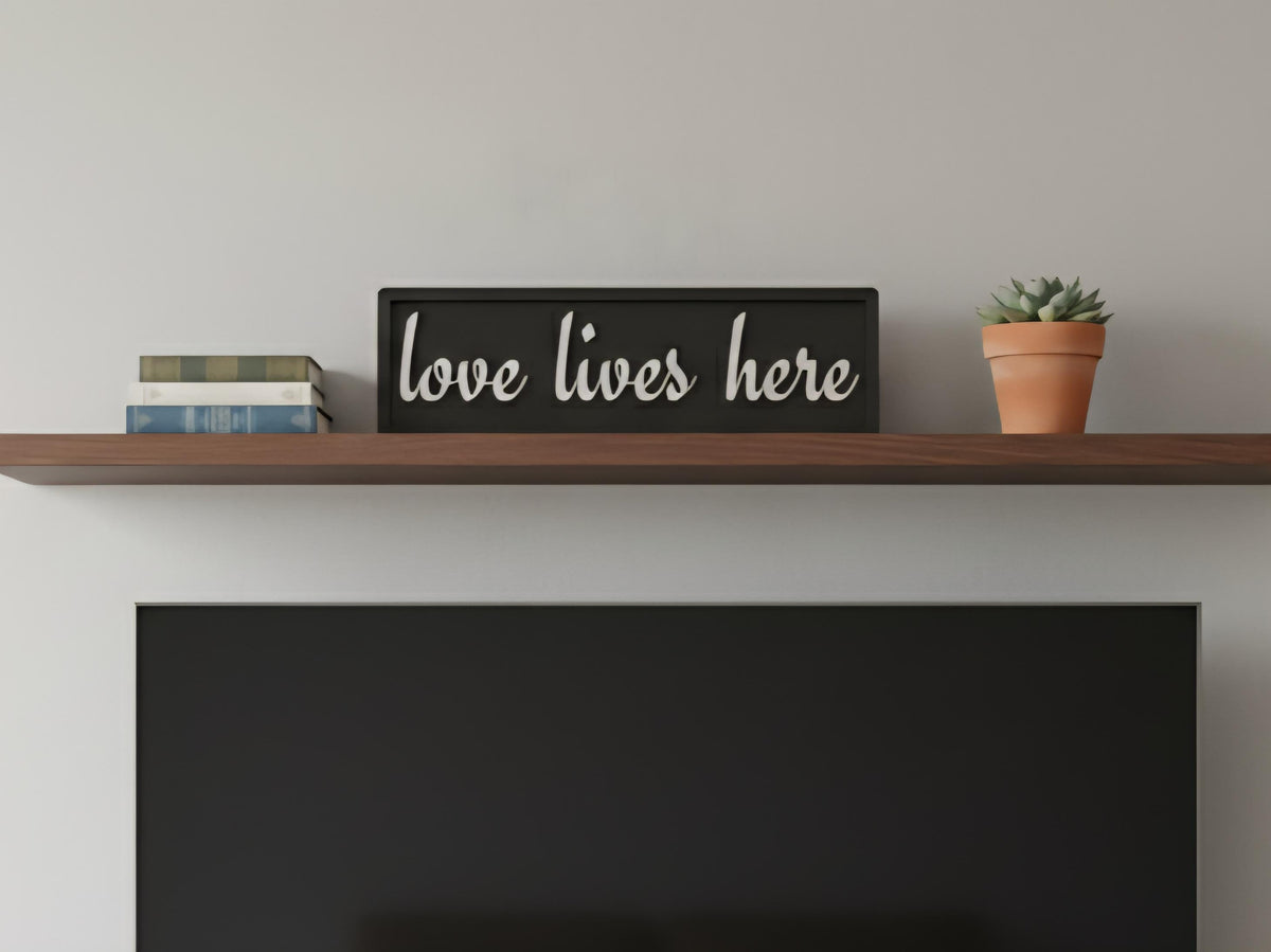 Love Lives Here Wooden Sign