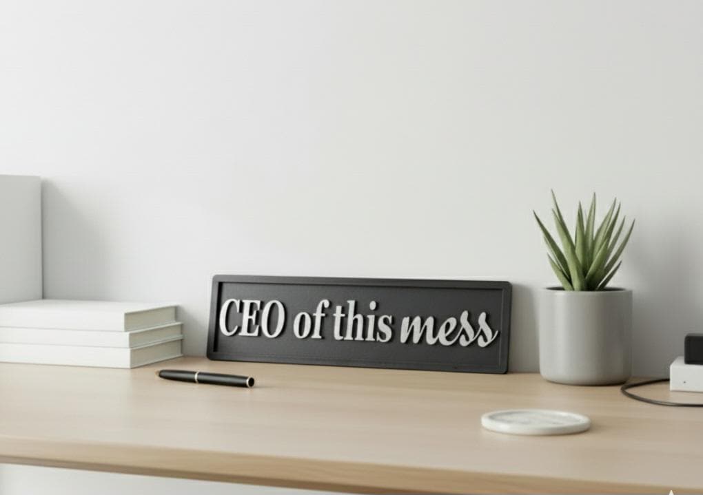 CEO of This Mess 3D Wooden Sign: Funny Home Office Decor