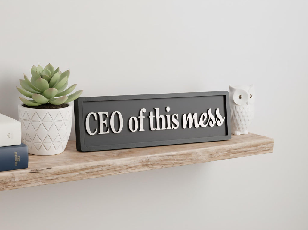 CEO of This Mess 3D Wooden Sign: Funny Home Office Decor