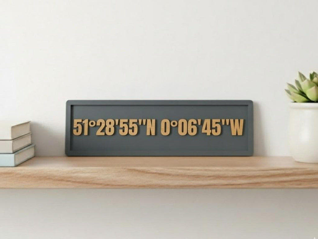 Personalised Coordinates Wooden Sign