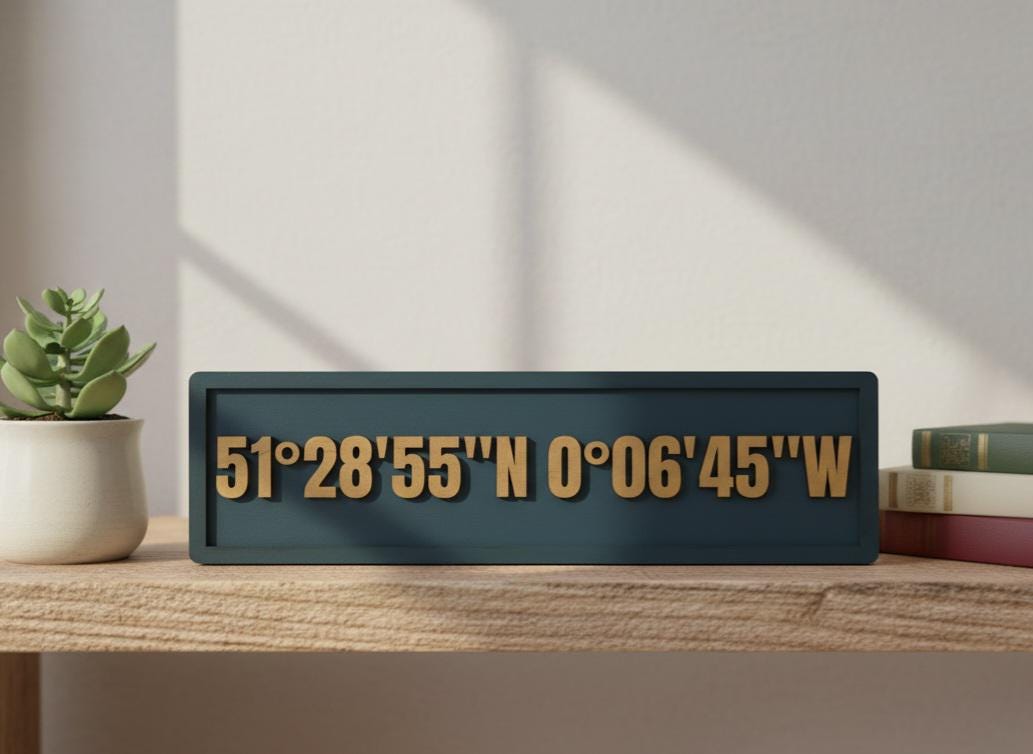 Personalised Coordinates Wooden Sign
