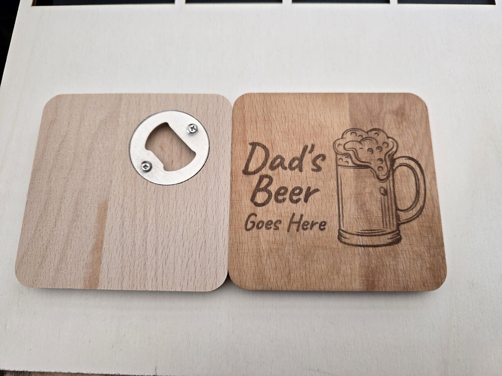 Personalized Dad Beer Coaster with Bottle Opener | Man Cave Gift