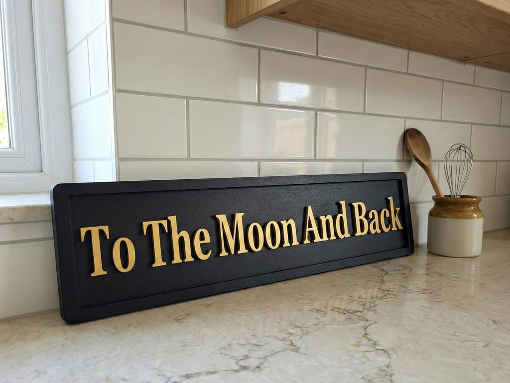 To The Moon And Back 3D Wood Sign