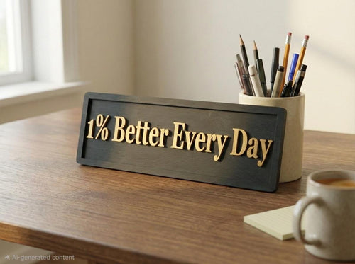 1% Better Every Day Wooden Sign, Motivational Office Decor