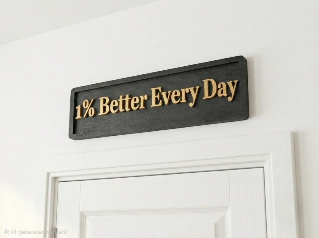 1% Better Every Day Wooden Sign, Motivational Office Decor