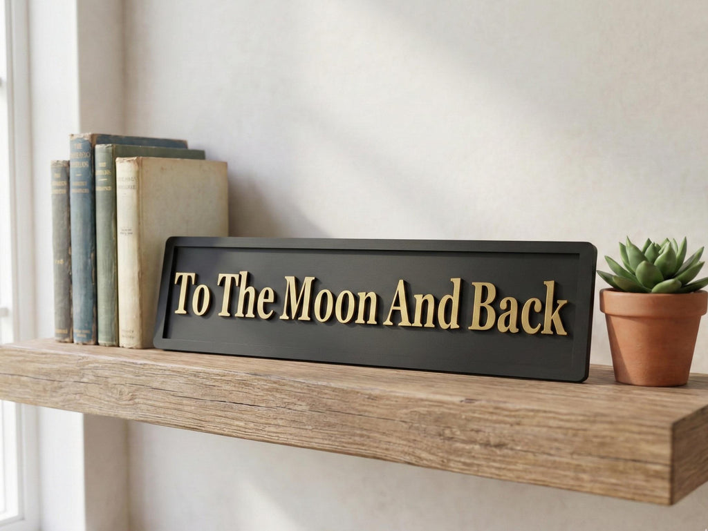 To The Moon And Back 3D Wood Sign