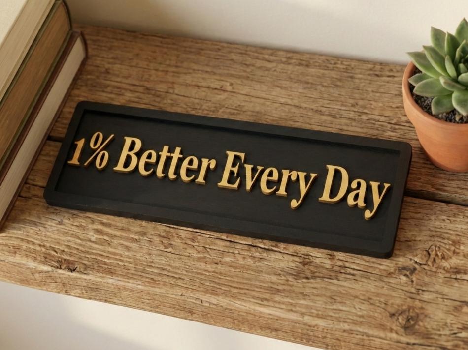 1% Better Every Day Wooden Sign, Motivational Office Decor