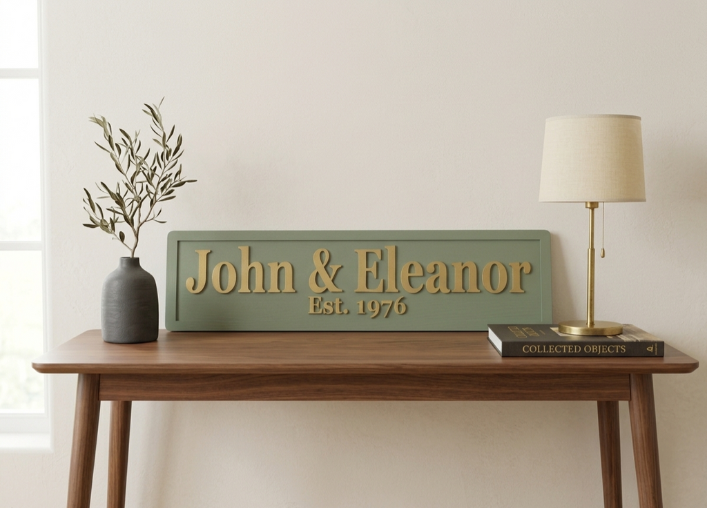 Personalised Names 3D Wooden Sign, Custom Couples Sign