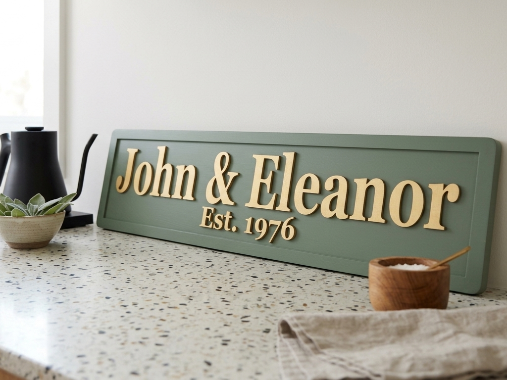 Personalised Names 3D Wooden Sign, Custom Couples Sign