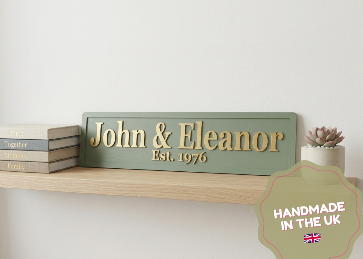 Personalised Names 3D Wooden Sign, Custom Couples Sign
