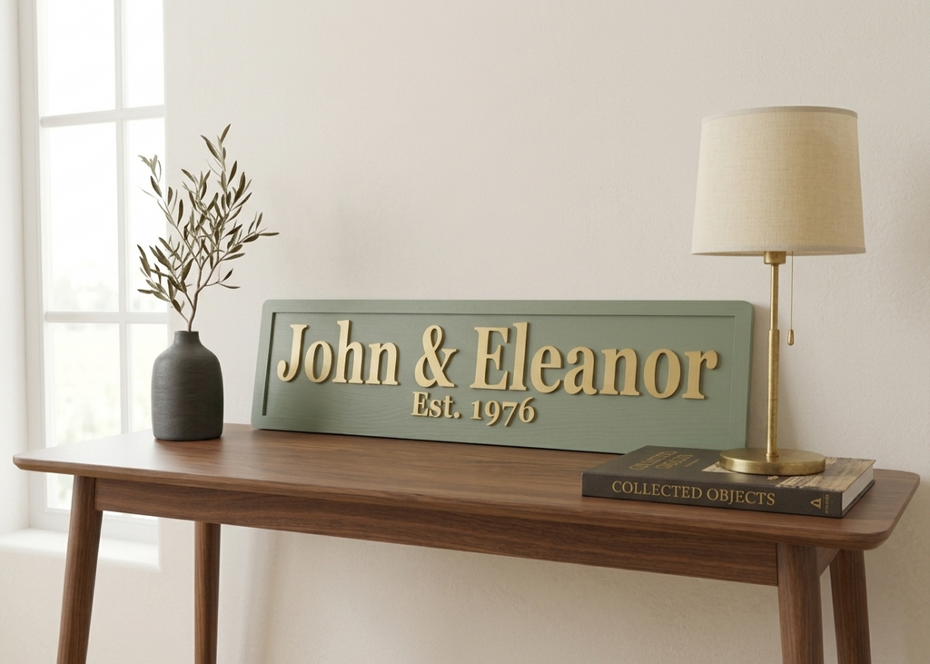 Personalised Names 3D Wooden Sign, Custom Couples Sign